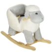CAVALLO A DONDOLO PER BAMBINI 1-3 ANNI A FORMA DI PECORELLA CON SUONI E RIVESTIMENTO MORBIDO 68X35X55 CM GRIGIO