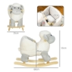 CAVALLO A DONDOLO PER BAMBINI 1-3 ANNI A FORMA DI PECORELLA CON SUONI E RIVESTIMENTO MORBIDO 68X35X55 CM GRIGIO