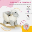 CAVALLO A DONDOLO PER BAMBINI 1-3 ANNI A FORMA DI PECORELLA CON SUONI E RIVESTIMENTO MORBIDO 68X35X55 CM GRIGIO