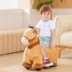 CAVALLO CAVALCABILE ELETTRICO 6V PER BAMBINI DA 18-36 MESI CON RUOTE IN PU E MUSICA 69X34X53 CM MARRONE