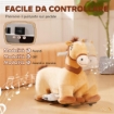 CAVALLO CAVALCABILE ELETTRICO 6V PER BAMBINI DA 18-36 MESI CON RUOTE IN PU E MUSICA 69X34X53 CM MARRONE