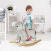 CAVALLO A DONDOLO PER BAMBINI 2-4 ANNI A FORMA DI ELEFANTE CON SUONI E RIVESTIMENTO MORBIDO 64.5X31X52 CM GRIGIO