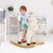 CAVALLO A DONDOLO PER BAMBINI 2-4 ANNI A UNICORNO CON SUONI E RIVESTIMENTO MORBIDO 63X33X56 CM BIANCO