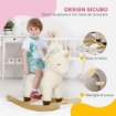 CAVALLO A DONDOLO PER BAMBINI 2-4 ANNI A UNICORNO CON SUONI E RIVESTIMENTO MORBIDO 63X33X56 CM BIANCO
