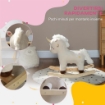 CAVALLO A DONDOLO PER BAMBINI 2-4 ANNI A UNICORNO CON SUONI E RIVESTIMENTO MORBIDO 63X33X56 CM BIANCO