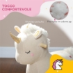 CAVALLO A DONDOLO PER BAMBINI 2-4 ANNI A UNICORNO CON SUONI E RIVESTIMENTO MORBIDO 63X33X56 CM BIANCO