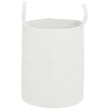 CESTO PORTABIANCHERIA DA 36L PORTATILE E PIEGHEVOLE CON MANICI IN COTONE NATURALE 38X45 CM CREMA