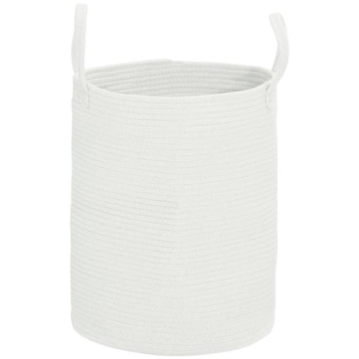 CESTO PORTABIANCHERIA DA 36L PORTATILE E PIEGHEVOLE CON MANICI IN COTONE NATURALE 38X45 CM CREMA