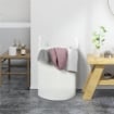 CESTO PORTABIANCHERIA DA 36L PORTATILE E PIEGHEVOLE CON MANICI IN COTONE NATURALE 38X45 CM CREMA