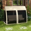 DONDOLO DA GIARDINO 2 IN 1 CONVERTIBILE IN LETTO CON CUSCINI E ZANZARIERA 240X140X197 CM CAFFÈ