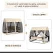 DONDOLO DA GIARDINO 2 IN 1 CONVERTIBILE IN LETTO CON CUSCINI E ZANZARIERA 240X140X197 CM CAFFÈ