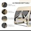 DONDOLO DA GIARDINO 2 IN 1 CONVERTIBILE IN LETTO CON CUSCINI E ZANZARIERA 240X140X197 CM CAFFÈ