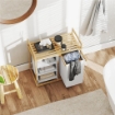 CESTO PORTABIANCHERIA CON 2 BORSE ESTRAIBILI MANIGLIE E RIPIANO IN BAMBÙ 70X36X70 CM BIANCO