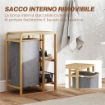 CESTO PORTABIANCHERIA CON BORSA ESTRAIBILE E RIPIANI A DOGHE IN BAMBÙ 50X32X70 CM GRIGIO