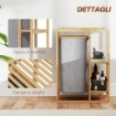CESTO PORTABIANCHERIA CON BORSA ESTRAIBILE E RIPIANI A DOGHE IN BAMBÙ 50X32X70 CM GRIGIO