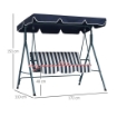 DONDOLO DA GIARDINO 3 POSTI CON TETTO PARASOLE IN ACCIAIO E POLIESTERE 172X110X153 CM BIANCO E BLU