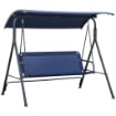 DONDOLO DA GIARDINO 3 POSTI CON TETTUCCIO REGOLABILE TESSUTO OXFORD E ACCIAIO 172X110X153 CM BLU SCURO