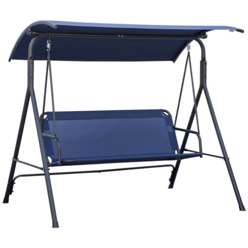 DONDOLO DA GIARDINO 3 POSTI CON TETTUCCIO REGOLABILE TESSUTO OXFORD E ACCIAIO 172X110X153 CM BLU SCURO