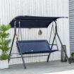 DONDOLO DA GIARDINO 3 POSTI CON TETTUCCIO REGOLABILE TESSUTO OXFORD E ACCIAIO 172X110X153 CM BLU SCURO