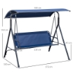 DONDOLO DA GIARDINO 3 POSTI CON TETTUCCIO REGOLABILE TESSUTO OXFORD E ACCIAIO 172X110X153 CM BLU SCURO