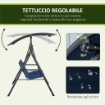 DONDOLO DA GIARDINO 3 POSTI CON TETTUCCIO REGOLABILE TESSUTO OXFORD E ACCIAIO 172X110X153 CM BLU SCURO