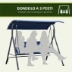 DONDOLO DA GIARDINO 3 POSTI CON TETTUCCIO REGOLABILE TESSUTO OXFORD E ACCIAIO 172X110X153 CM BLU SCURO