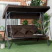 DONDOLO DA GIARDINO 3 POSTI CON CUSCINI SEDUTA CHAISE LONGUE E TETTUCCIO 198X118X168 CM MARRONE