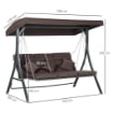 DONDOLO DA GIARDINO 3 POSTI CON CUSCINI SEDUTA CHAISE LONGUE E TETTUCCIO 198X118X168 CM MARRONE