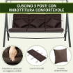 DONDOLO DA GIARDINO 3 POSTI CON CUSCINI SEDUTA CHAISE LONGUE E TETTUCCIO 198X118X168 CM MARRONE