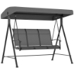 DONDOLO DA GIARDINO 3 POSTI CON TETTUCCIO PARASOLE REGOLABILE 195X118X170 CM GRIGIO SCURO