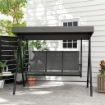 DONDOLO DA GIARDINO 3 POSTI CON TETTUCCIO PARASOLE REGOLABILE 195X118X170 CM GRIGIO SCURO