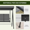 DONDOLO DA GIARDINO 3 POSTI CON TETTUCCIO PARASOLE REGOLABILE 195X118X170 CM GRIGIO SCURO