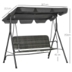 DONDOLO DA GIARDINO 3 POSTI CON TETTUCCIO REGOLABILE IN RATTAN PE 167X112X153 CM GRIGIO SCURO