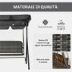 DONDOLO DA GIARDINO 3 POSTI CON TETTUCCIO REGOLABILE IN RATTAN PE 167X112X153 CM GRIGIO SCURO