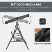 DONDOLO DA GIARDINO 3 POSTI CON TETTUCCIO REGOLABILE IN RATTAN PE 167X112X153 CM GRIGIO SCURO