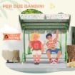 DONDOLO PER BAMBINI DA ESTERNO A 2 POSTI CON TETTUCCIO REGOLABILE E CINTURE DI SICUREZZA 112X75X120 CM VERDE