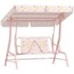 DONDOLO PER BAMBINI DA ESTERNO A 2 POSTI CON TETTUCCIO REGOLABILE E CINTURE DI SICUREZZA 112X75X120 CM ROSA