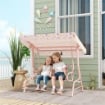 DONDOLO PER BAMBINI DA ESTERNO A 2 POSTI CON TETTUCCIO REGOLABILE E CINTURE DI SICUREZZA 112X75X120 CM ROSA