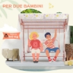 DONDOLO PER BAMBINI DA ESTERNO A 2 POSTI CON TETTUCCIO REGOLABILE E CINTURE DI SICUREZZA 112X75X120 CM ROSA