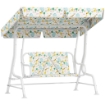 DONDOLO PER BAMBINI DA ESTERNO A 2 POSTI CON TETTUCCIO REGOLABILE E CINTURE DI SICUREZZA 112X75X120 CM BIANCO