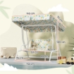 DONDOLO PER BAMBINI DA ESTERNO A 2 POSTI CON TETTUCCIO REGOLABILE E CINTURE DI SICUREZZA 112X75X120 CM BIANCO