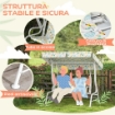 DONDOLO PER BAMBINI DA ESTERNO A 2 POSTI CON TETTUCCIO REGOLABILE E CINTURE DI SICUREZZA 112X75X120 CM BIANCO