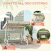 DONDOLO PER BAMBINI DA ESTERNO A 2 POSTI CON TETTUCCIO REGOLABILE E CINTURE DI SICUREZZA 112X75X120 CM BIANCO