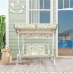 DONDOLO PER BAMBINI DA ESTERNO A 2 POSTI CON TETTUCCIO REGOLABILE E CINTURE DI SICUREZZA 112X75X120 CM BIANCO