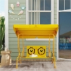 DONDOLO PER BAMBINI DA ESTERNO A 2 POSTI CON TETTUCCIO REGOLABILE E CINTURE DI SICUREZZA 112X75X120 CM GIALLO