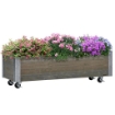 FIORIERA RETTANGOLARE IN LEGNO DI ABETE CON RUOTE E FRENO 96X30.6X30 CM GRIGIO