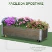 FIORIERA RETTANGOLARE IN LEGNO DI ABETE CON RUOTE E FRENO 96X30.6X30 CM GRIGIO