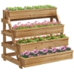 FIORIERA RIALZATA 4 LIVELLI CON FORI DI DRENAGGIO E TESSUTO NON TESSUTO IN LEGNO DI ABETE 75X57X60.5 CM