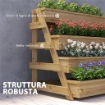 FIORIERA RIALZATA 4 LIVELLI CON FORI DI DRENAGGIO E TESSUTO NON TESSUTO IN LEGNO DI ABETE 75X57X60.5 CM