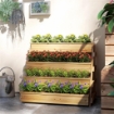 FIORIERA RIALZATA 4 LIVELLI CON FORI DI DRENAGGIO E TESSUTO NON TESSUTO IN LEGNO DI ABETE 75X57X60.5 CM